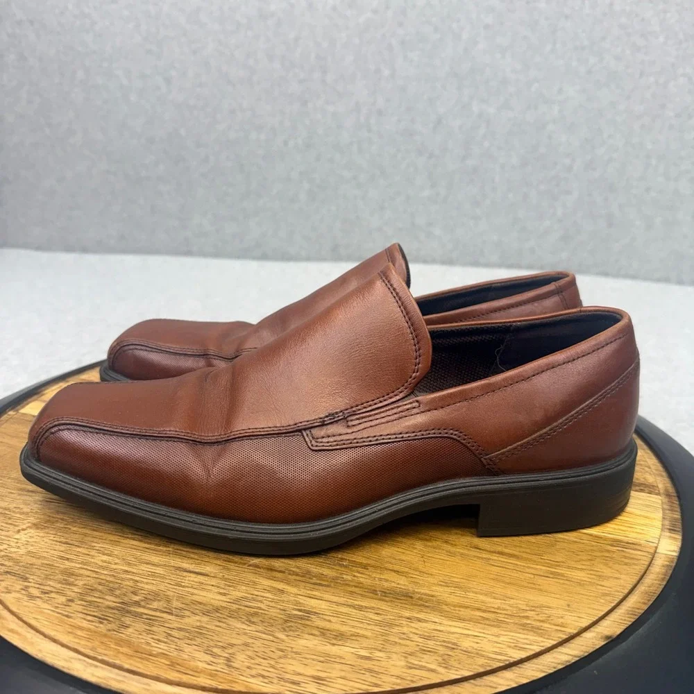 ECCO Mens Helsinki Slip On Loafers Brown Leather Dress Shoes Men's 7 EU 41